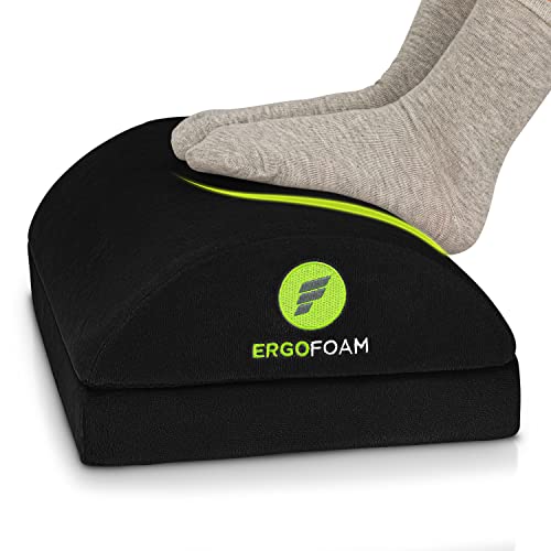 ErgoFoam Fußstütze Schreibtisch, Höhenverstellbar - Große Fußablage Schreibtisch aus Samt und Schaumstoff - Bequeme Fußstütze unter Schreibtisch für Rücken- und Knieschmerzen (Schwarz)