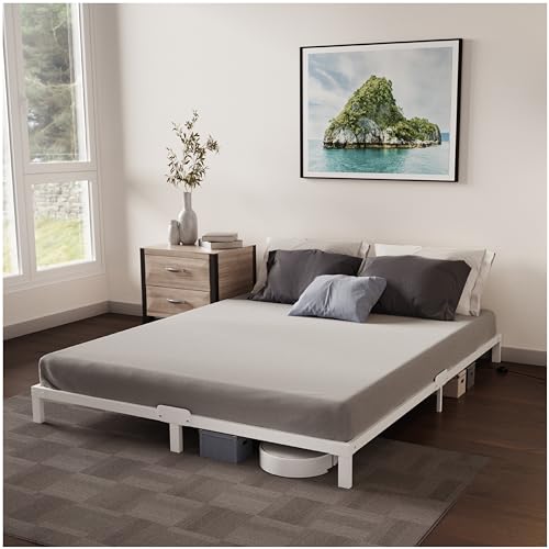 Dreamzie Bett 180x200 mit Lattenrost aus Metall - Bettgestell 180x200 für Matratze, Höche 25 cm - Robust, Leichte Montage, Umfangreicher Stauraum - Weiß Lattenrost