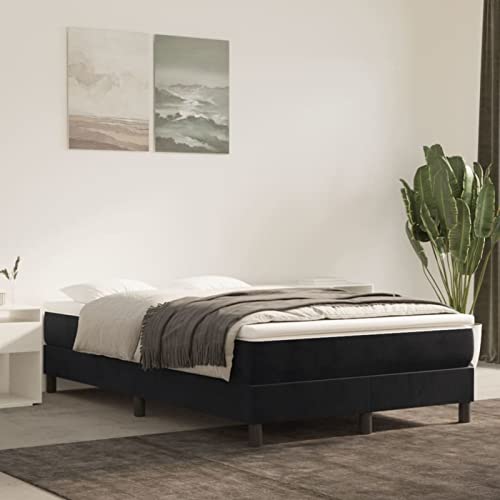 Homgoday Boxspringbett Bettgestell Bett Polsterbett Einzelbett | Doppelbett Rahmenbettgestell Lattenrost Bettrahmen ohne kopfteil Bett für Schlafzimmer Schwarz 120x200 cm Samt