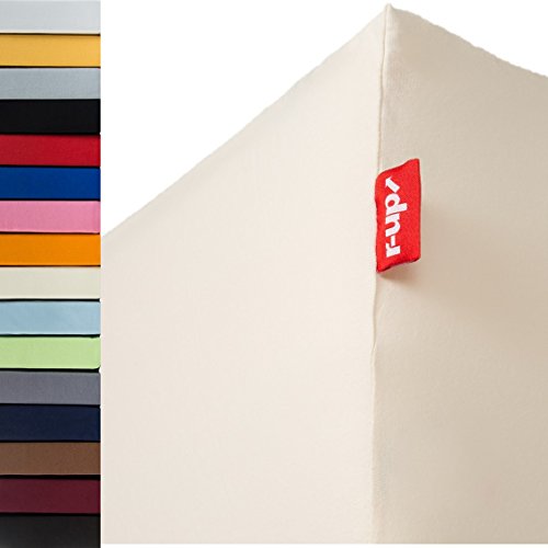 r-up Beste Spannbettlaken Doppelpack 90x200-100x220 bis 35cm Höhe viele Farben 95% Baumwolle / 5% Elastan 230g/m² Oeko-Tex stressfrei auch für hohe Matratzen (Natur)