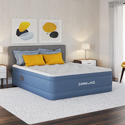 Simmons Luftbett mit seitlicher integrierter Pumpe und weicher Samtauflage, 43,2 cm, Queensize-Bett