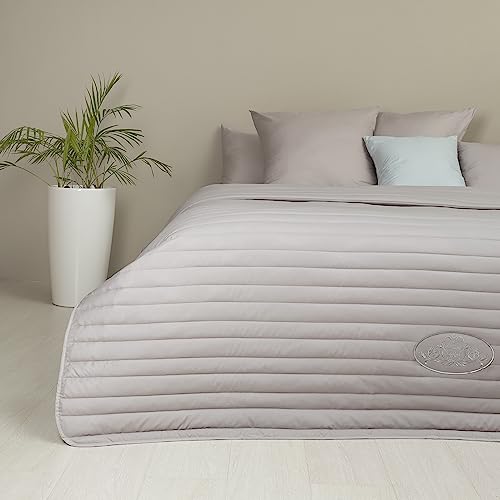 sei Design Luxus Tagesdecke Royal Ambience, 220x240, Taupe/weiß