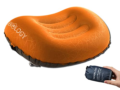 TREKOLOGY Aluft 2.0 Ultralight aufblasbares Reise Camping Kissen, komprimierbar, kompakt, aufblasbar, Komfortables, ergonomisches Kissen für Nacken & Lumbalstütze