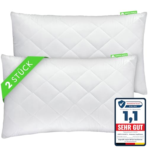 Gentle North Kopfkissen (50x70 cm groß) - 2er Set Kissen für Bett und als Dekokissen - Mit Reißverschluss für Füllung - Sofakissen - Zierkissen für Couch und Sofa - Ökotex - Waschbar bis 60° - Weiß