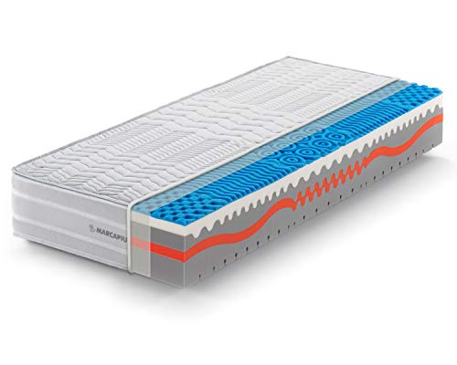 Marcapiuma - Einzelmatratze Sunshine Viscoschaum 100x200 h. 25 cm Orthopädische H2 Medium 9 zonen Viscomatratze Abziehbar Bezug Silber und Kohlen Faser gegen Milbe Atmungsaktiv Made in Italy