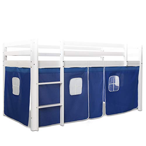 Homestyle4u 1518, Bettumrandung Bettvorhang für Hochbett, Vorhang Stoff Baumwolle, Blau