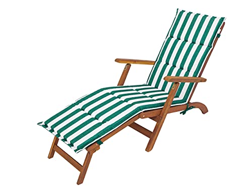 Bjird® Liegenauflage, Auflage für Gartenliege 182 x 42 x 4 cm, Auflagen für Deckchair, Polsterauflage für Sonnenliege, Kissen für Liegestuhl - Grün mit Streifen