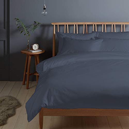 Pizuna 400 Fadenzahl aus Baumwolle Bettwäsche Dunkelblau, 100% Langstaple Baumwolle Bettbezug und Kissenbezug, 100% Baumwolle Mako Satin 2-Teilig Bettwäscheset 140x200 + 70x90 Dunkelblau