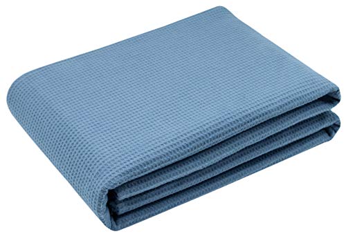 ZOLLNER Waffelpique Decke, 150x200 cm, Baumwolle, atmungsaktiv, blau