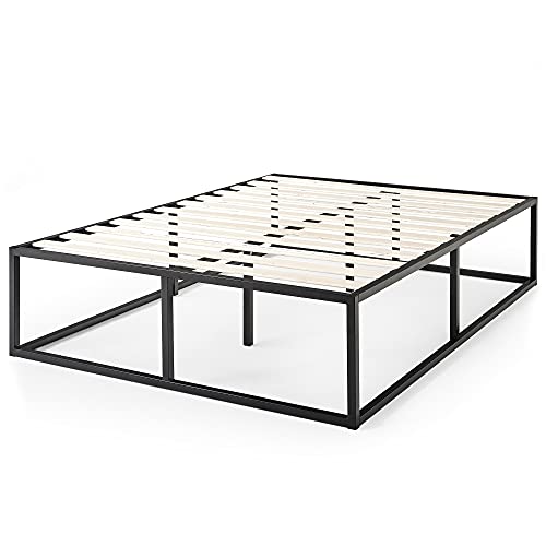 Zinus Joseph Bett 180x200 cm - Höhe 46 cm mit Stauraum unter dem Bett - Metall-Plattformbettrahmen mit Holzlattenrost - Schwarz