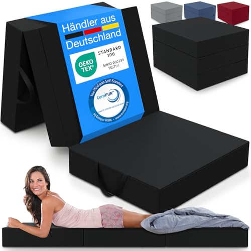 ELONEO Klappmatratze, Gästematratze, 3-teilige Faltmatratze, Schaumstoff extra dick (15cm), waschbar,...