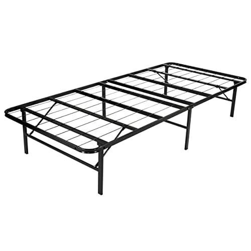 MOG/i-Flair 90x200x35,5 cm Klappbares Plattform Bettgestell Faltbett, kein Werkzeug für Montage erforderlich, Unterbettbewahrung und Saugroboter Freundlich, SCHWARZ