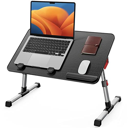 Tisch, SAIJI Betttisch höhenverstellbar, mit 4 einstellbare Winkel, Klappbarer Lapdesk, für Sofa Couch Boden Arbeiten Studieren Lesen Schreiben Essen, Fit bis zu 17' Laptop (60 * 33cm Schwarz)