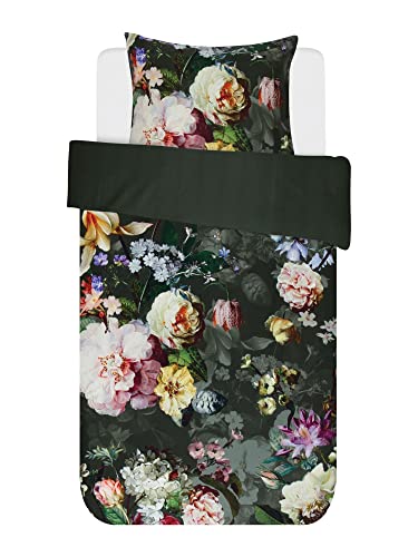 ESSENZA Bettwäsche Fleur Grün Blumen Blüten Baumwollsatin, Größe:135 cm x 200 cm