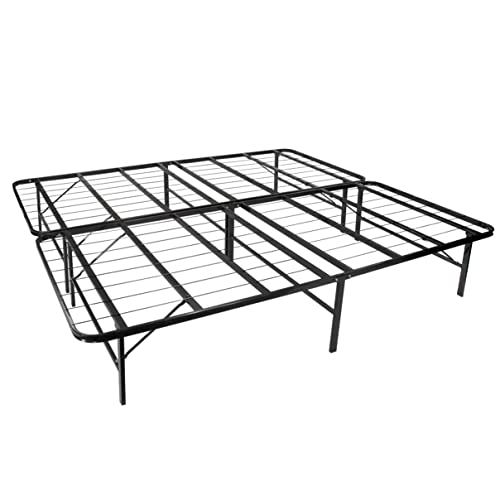 MOG/i-Flair 160x200x35,5 cm Klappbares Plattform Bettgestell Faltbett, kein Werkzeug für Montage erforderlich, Unterbettbewahrung und Saugroboter Freundlich, SCHWARZ