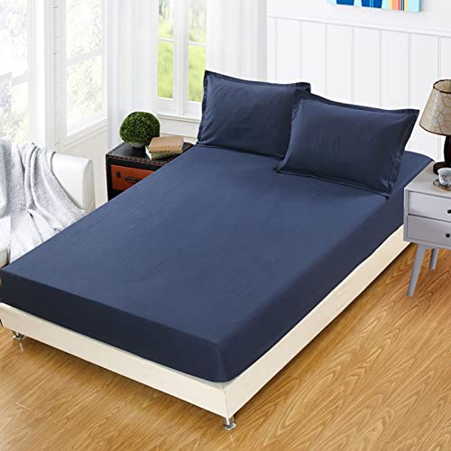 Gumatea Spannbettlaken nur aus natürlichem Bambus, 0–20 cm tief, Matratzenbettlaken, lichtbeständig, rutschfest, Tagesdecke, Simmons-Matratzen-Schutzhülle (Color : Navy Blue, Size : 150x200cm)