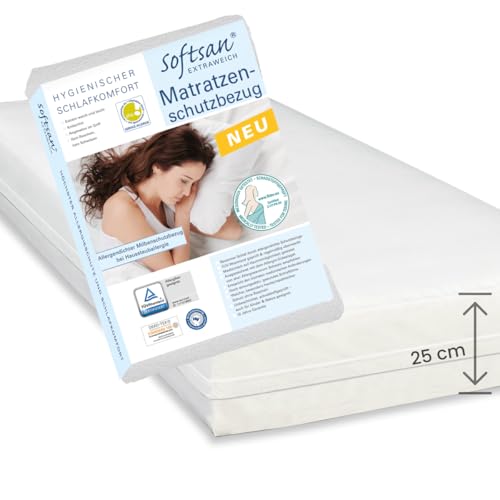 Softsan Extraweich Allergiker Matratzenbezug milbendicht, Höhe 25 cm, Encasing zum Milbenschutz für Hausstauballergiker milbenkotdicht (100 x 220 x 25 cm)