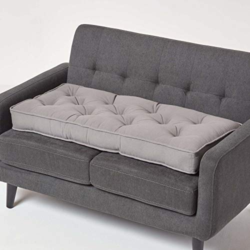 Homescapes Langes Sitzkissen grau 100x48 cm, dicke Sofa-Auflage gepolstert, Sitzauflage Sofa mit Baumwollbezug