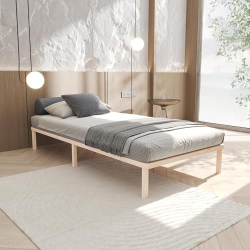 Hansales Bettgestell 90x190 cm Tallina mit Lattenrost, Futonbett aus Massivholz mit Rollrost, stabiles Holzbett belastbar bis 250 kg, FSC®-zertifiziertes Einzelbett mit Lattenrost.