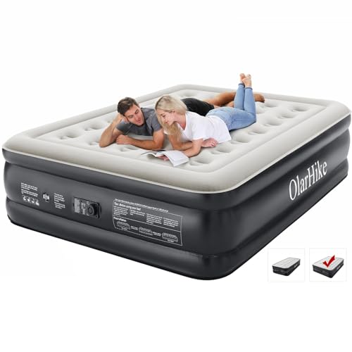 OlarHike Luftmatratze 2 Personen mit Integrierter Elektrischer Pumpe, Luftbett Selbstaufblasend, Premium-Gästebett, Aufblasbare Matratze für Camping oder Heimgebrauch-203 x 152 x 46 cm