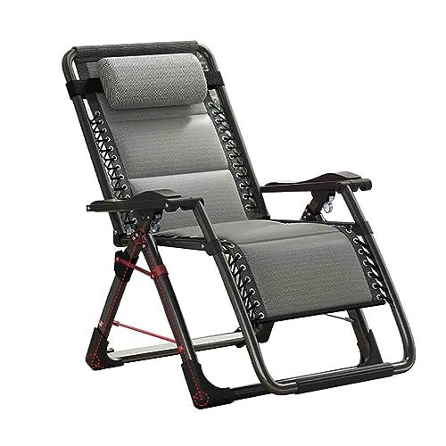 Liegender Zero-Gravity-Stuhl Für Den Außenbereich Mit Getränkehalter, Klappbare Sonnenliege Für Den Balkon – Relax-Stuhl Für Terrasse, Garten, Siesta-Stuhl Aus 1800D-Eisseidenstoff(Color:grau)