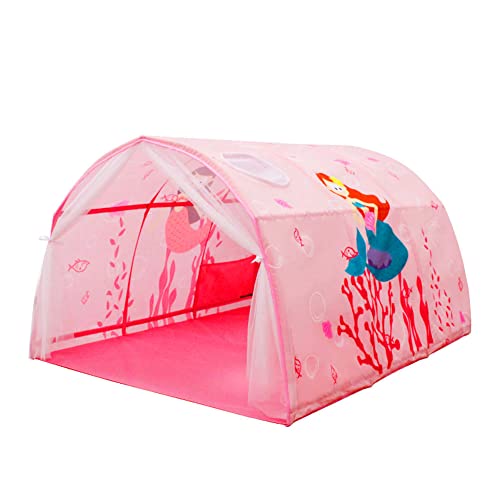 RongXuan Kinder Tunnel mit Netzvorhang für Hochbett Halbhochbett Etagenbett breite 100cm Rosa