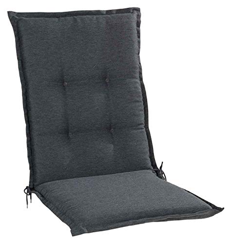 Gartenstuhlauflagen Mittellehner - 110 x 50 cm - Dunkelgrau - Polyester - Sesselauflage Sitzpolster Stuhlauflage