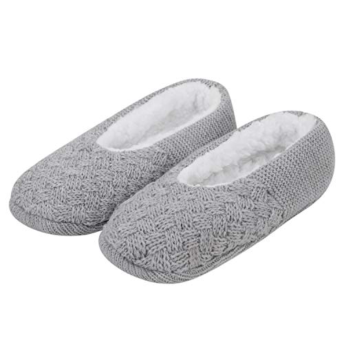 Strickhausschuhe Damen Indoor Schuhe Plüsch Bettschuhe Weiche Stoppersocken Ballerina Kuschelsocken Stricken Winterhausschuhe Rutschfeste Slipper Fuß Warme Plüschhausschuhe Weihnacht Geschenk