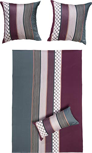 Joop! Bettwäsche Cornflower Stripe deep Wine 1 Bettbezug 135 x 200 cm + 1 Kissenbezug 80 x 80 cm