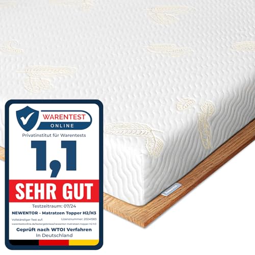 Newentor® Matratzen Topper 200x200cm H2 H3, Matratzentopper 200x200 Schlafsofa Bett Gelschaum, Mattress Topper 200x200 Boxspringbett Gel Bezug Kaltschaum 7CM Höhe