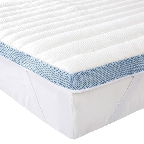 Amazon Basics - Memoryschaum Matratzenauflage mit Bändern,135 x 190 cm, 5 cm Höhe , weiß