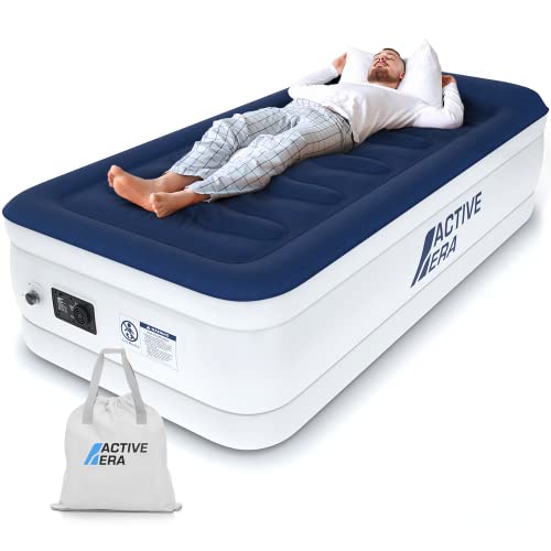 Active Era Luxus Luftbett 1 Person, Luftmatratze selbstaufblasend mit eingebauter elektrischer Pumpe & integriertem Kissen, Aufblasbare Matratze für Camping & Gästebett - 99 x 191 x 53cm