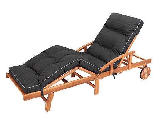 Bjird Liegenauflage, Auflage für Gartenliege 200 x 55 x 8 cm, Auflagen für Deckchair,Polsterauflage für Sonnenliege, Kissen für Liegestuhl, gesteppt - Schwarz