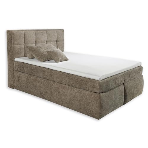 MICHIGAN 6 Boxspringbett 160x220, Stone - Bequemes Doppelbett mit 7-Zonen Federkern Wendematratze & Kaltschaum Topper - 170 x 128 x 245 cm (B/H/T)