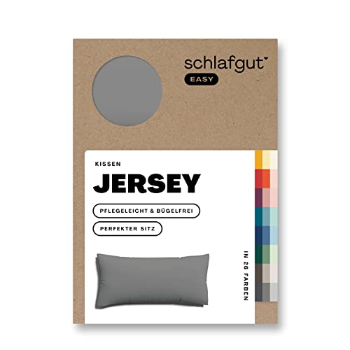 Schlafgut Easy Jersey Kissenbezug 40x80 cm Grey Mid mit 100% Baumwolle, superweicher & atmungsaktiver Kopfkissenbezug