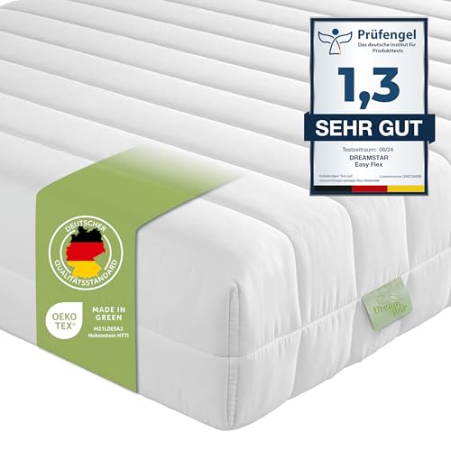 DREAMSTAR Easy Flex | orthopädische 7-Zonen Kaltschaummatratze | Öko-Tex Zertifiziert | Härtegrad 2 und 3 (H2 & H3) | Rollmatratze 13 cm | Made in EU I 100 x 200 cm