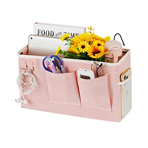 Fittoway Betttasche Bett Organizer Hängetasche Hochbett Aufbewahrungstasche für Buch, Magazin, Spielzeug, Handy, Kopfhörer (Rosa)