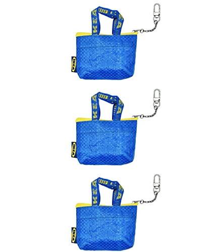 Ikea KNOLIG Mini Blue Bag M眉nzb枚rse mit Schl眉sselanh盲nger, 104.782.42 - 3er Set