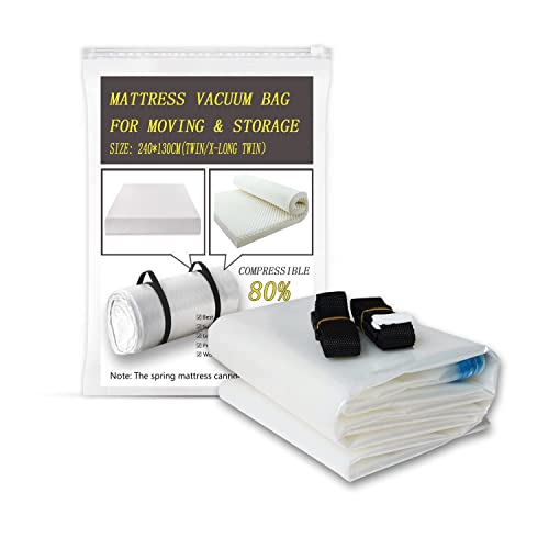 YZMY Vakuumbeutel für Matratzen,matratzenhülle für Umzug/Lagerung von Schaumstoffmatratzen,80% Kompression,Enthält 2 Riemen(Size:240x130cm)