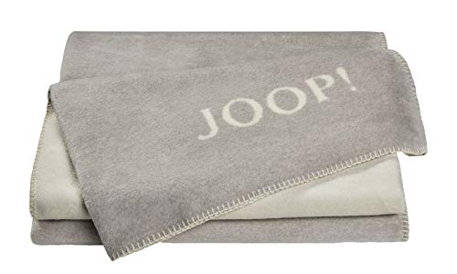 Joop!® Uni-Doubleface I flauschig-weiche Kuscheldecke Rauch-Ecru I Wohndecke aus Baumwolle & Polyacryl in hellgrau I Tagesdecke 150x200cm | nachhaltig produziert in Deutschland I Öko-Tex Standard 100