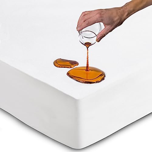 Matratzenschoner 150x190 cm wasserdichte Matratzenauflage Spannbettlaken Nässeschutz aus Baumwolle und Mikrofaser Inkontinenzunterlage Matratzenbezüg Atmungsaktiv für Bett und Matratze Waschbar