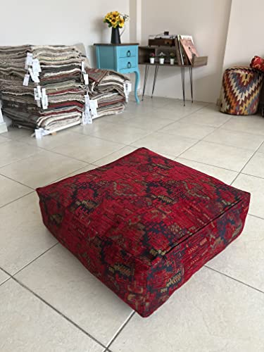 Kelim Muster Stoff Bodenkissen Pouf Sitzkissen Orient Ottoman Fußhocker Sitzhocker Ethnisch (70 x 70 x 20 cm)