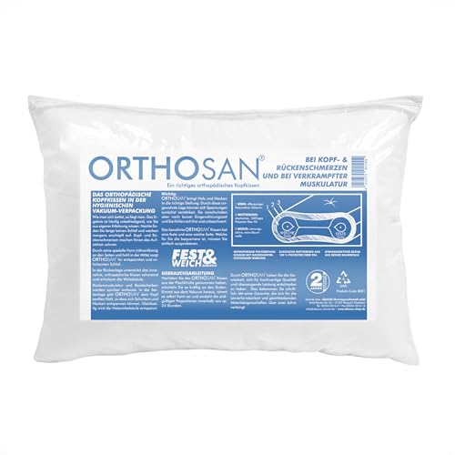 ORTHOSAN DER Klassiker 75x45cm, Das Originale orthopädische Kopfkissen mit unterschiedlichen Härtegraden, Memory Kissen, Schaum Form Gedächtnis Kissen, orthopädisches Nackenkissen (8001)