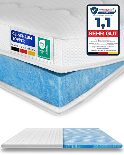 8 cm hoch - Premium Plus Gelschaum-Topper 180x220 cm mit RG 50 - Hochwertiger Lyocell-Bezug - Antirutschfunktion - Umlaufendes Klimaband - Qualität made in Germany - Gel-Topper 180 x 220 8cm