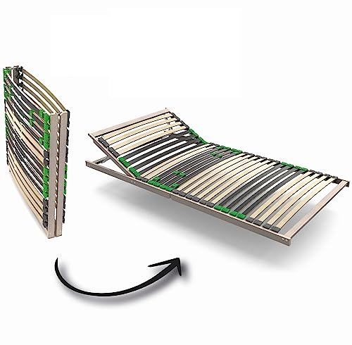 Fox2Fox Lattenrost 140x200 cm mit VERSTELLBAREM Kopfteil, mit 28 Leisten in 7 Zonen Härtegrad EINSTELLBAR, Duo-Kautschukkapen bieten OPTIMALEN Schlafkomfort, Buche Birke, bis 140 kg Keine Montage