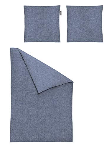 Irisette Essential Mako-Satin Bettwäsche Carla blau, 1 Bettbezug 135 x 200 cm + 1 Kissenbezug 80 x 80 cm