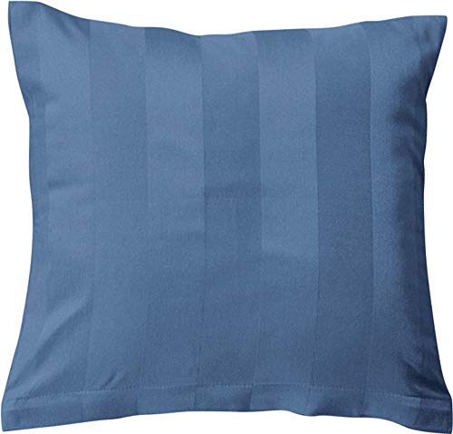 Erwin Müller Mako-Damast Kuschelkissenbezug, Kissenhülle Fürth mit Streifen blau, Größe 40x40 cm - temperaturausgleichend, Kochfest, mit Reißverschluss, 100% Baumwolle