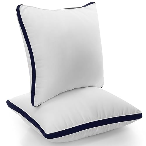 Utopia Bedding Kopfkissen (2er Set), 60 x 60 cm Schlafkissen, Gebürsteter Stoff Bezug Bettkissen, Premium Qualität Weich et Atmungsaktiv Kissen (Marineblau)