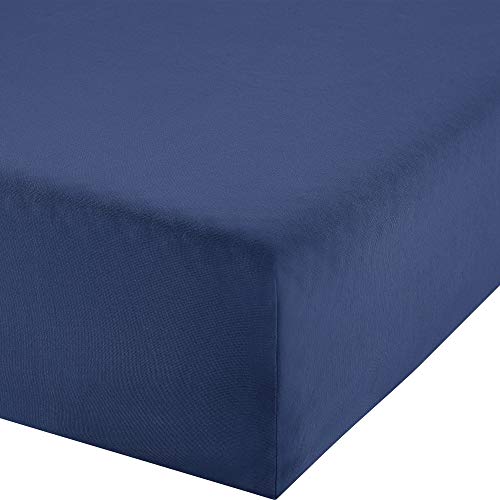 Erwin Müller Boxspringbett-Spannbettlaken Freising Elasthan-Jersey-Stretch dunkelblau Größe 120x200-130x220 cm- dehnbar, antipilling, bügelfrei, Rundumgummi (weitere Farben,Größen)