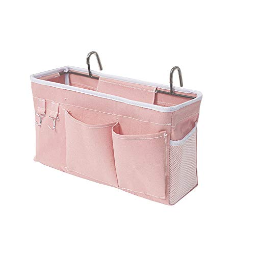 EBETA E Bett Organizer Bett Tasche mit Darhthaken Hängetasche Hochbett Aufbewahrungstasche für Buch, Magazin, Handy, Kopfhörer Bett Aufbewahrung(Rosa)